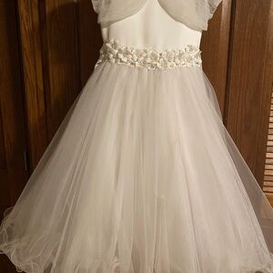 Joan Calabrese White Dress with Floral Waist size 8